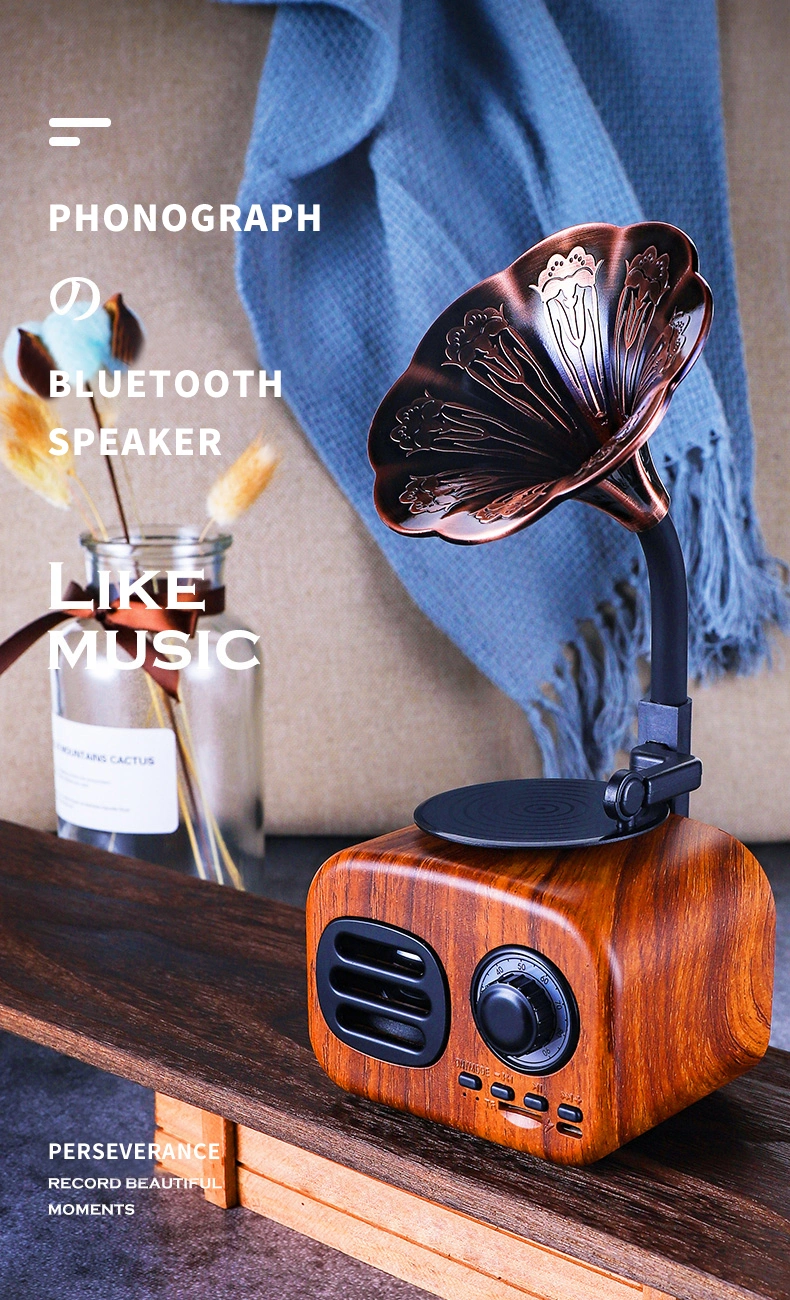 Retro Bluetooth Speaker Outdoor Mini Subwoofer Mobile Radio Gramophone Card Audio