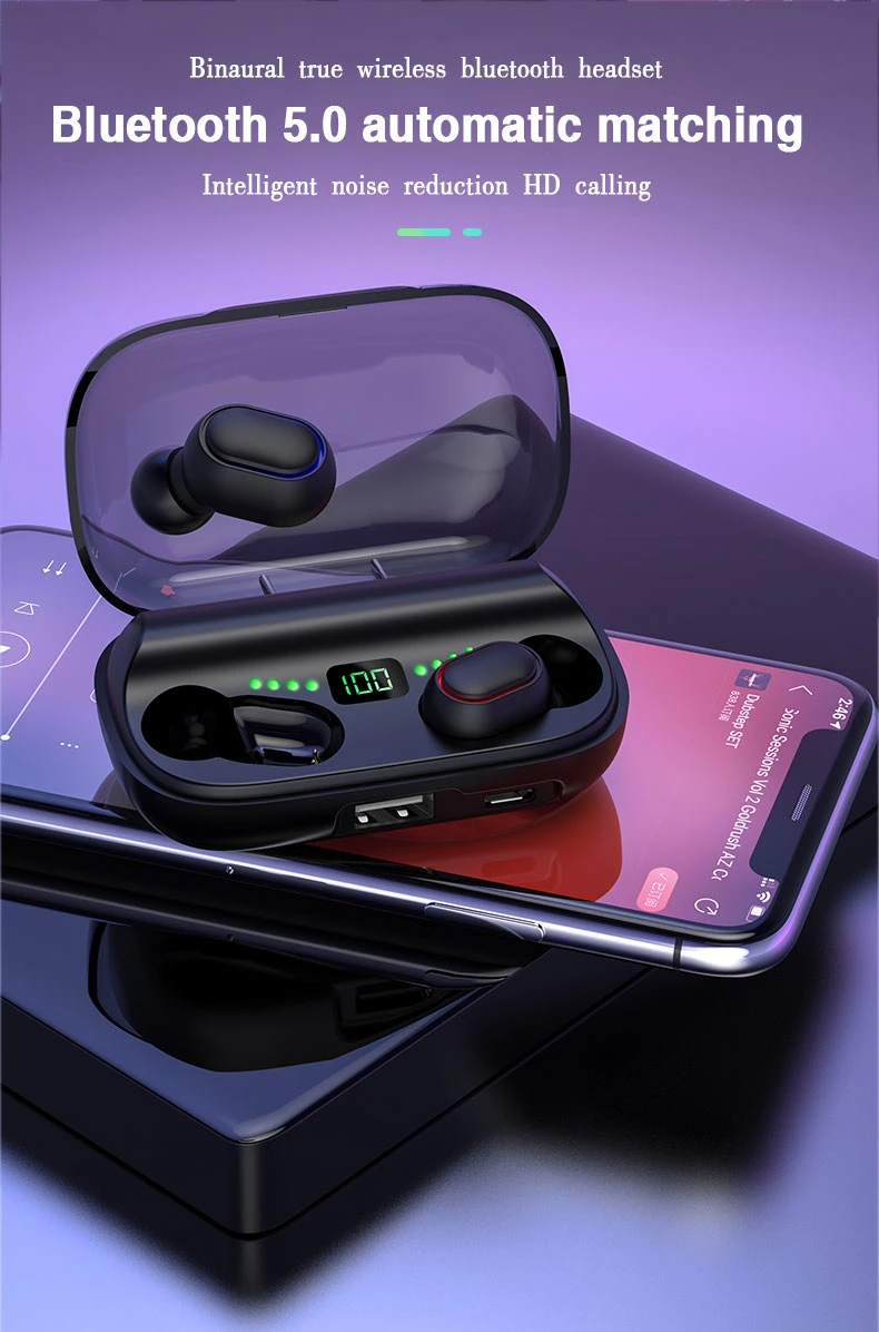 New Arrival Bluetooth 5.0 F9 Earphone Headphone for All Type Phones Auto Connect Bluetooth Earphone Wireless