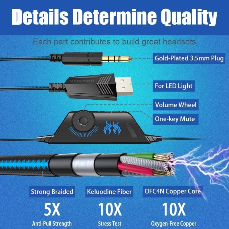 Earphones RGB Light Game PC Headset 3.5mm Plug Wired Headphone