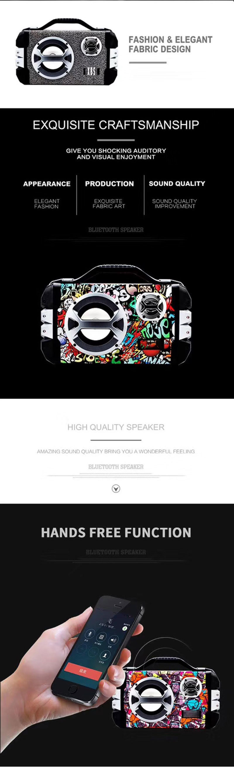 Chinese Manufacturer New Design Custom Portable Wireless Bluetooth with Speakers