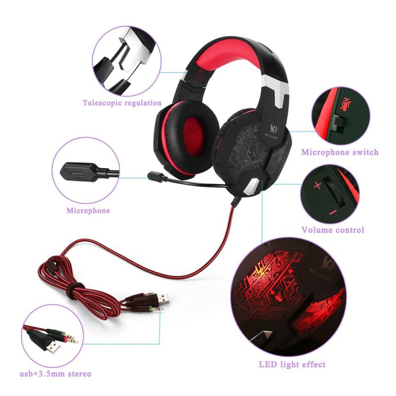 G1000 Cheapest Game PC Microphone Game Headphone Mobile Gamer Headset 7.1