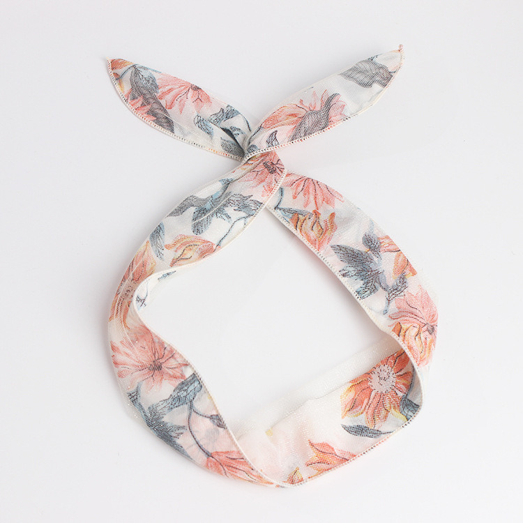 Boho Headbands for Women Vintage Flower Bunny Ears Headband