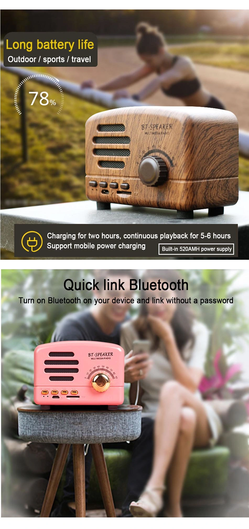 Wireless Bluetooth Speaker Retro Radio Card Audio Phone Mini Speaker Creative Retro Speaker