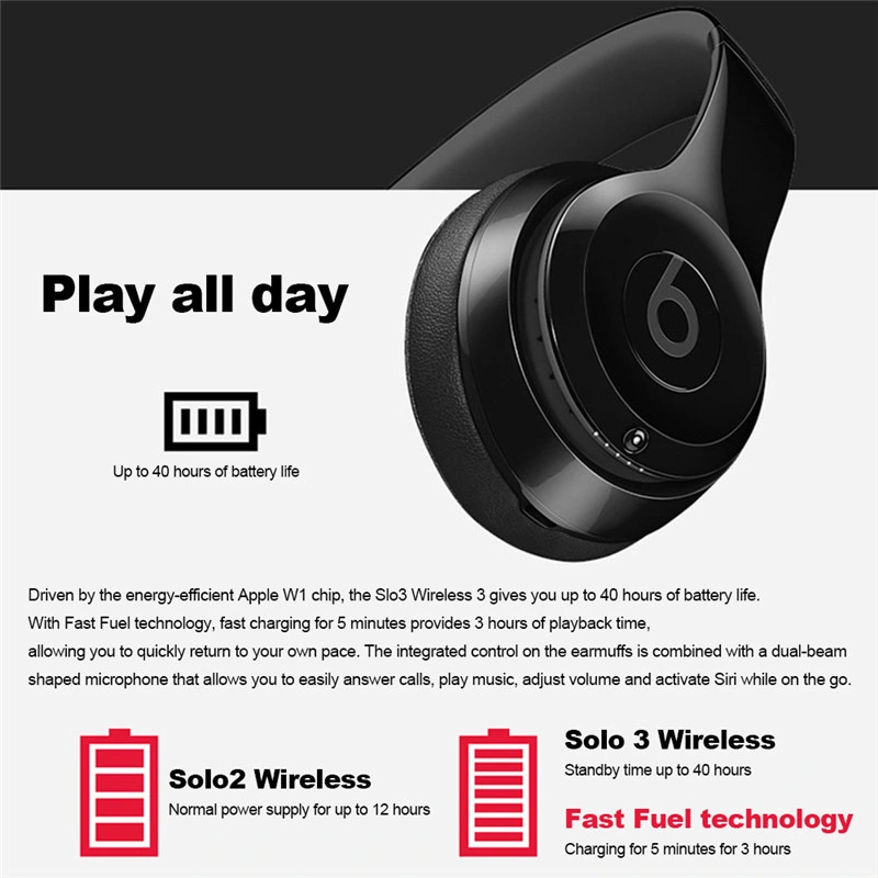 for Beats Solor3 Wireless Bluetooth/3.5mm Wired Headphones on Ear Gaming Headset with Mic Fone De Ouvido