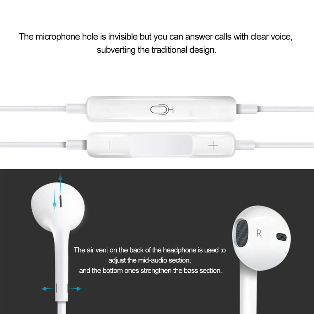 Original Mobile Phone Accessories Earphone with Mic and Volume Control 3.5 mm Earbuds