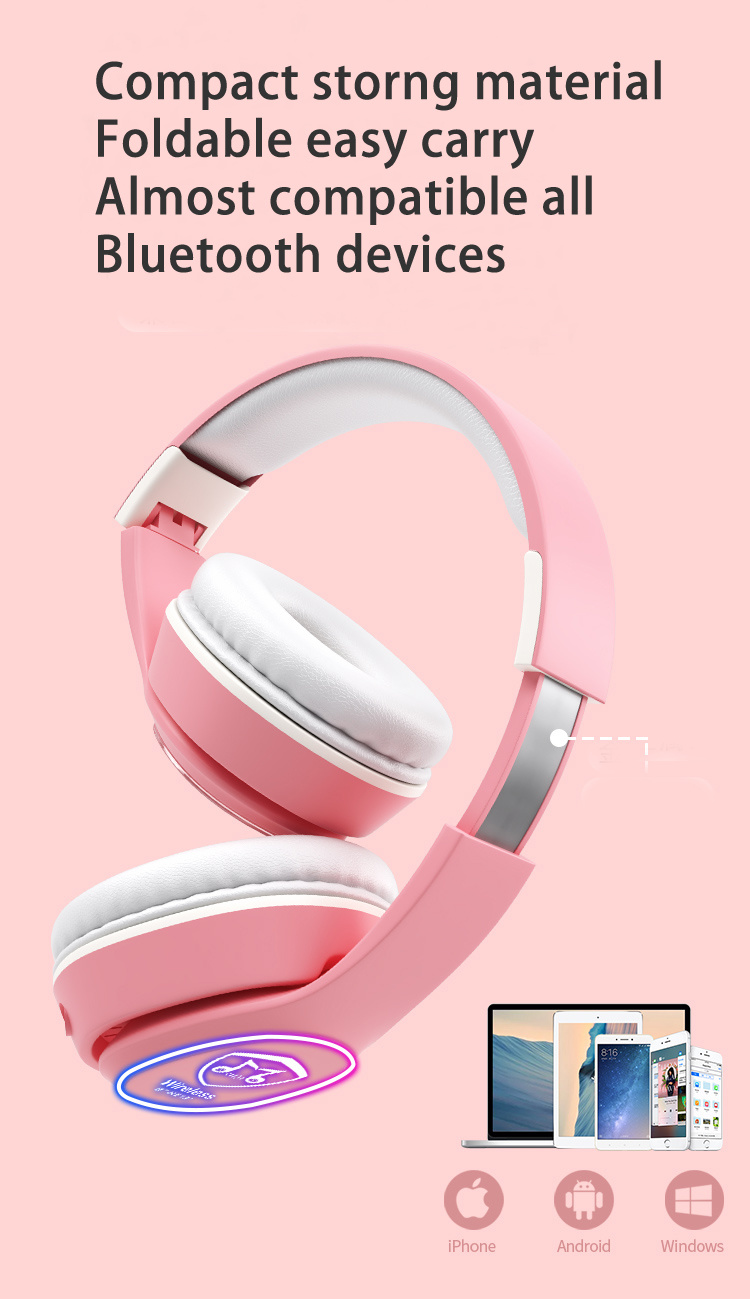 Macaron Color Glow Bluetooth Earphone Wireless Headphone RoHS Wireless Headset