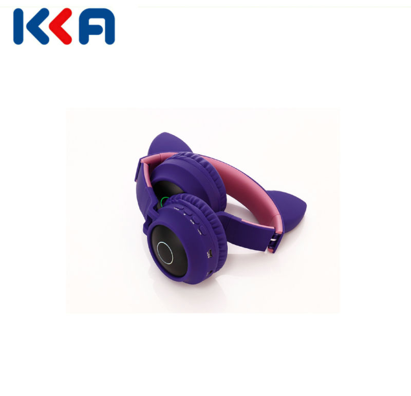 Adorable Cool Gifts Earphone for Girls Kids LED Glowing Foldable Cat Ear Headphones