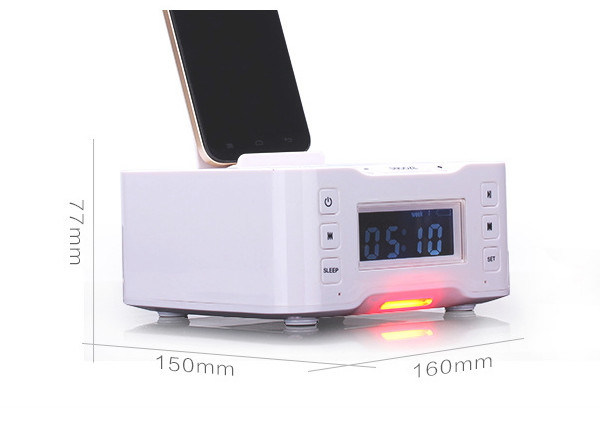 Bluetooth Boombox Alarm Clock Radio iPhone Charging Dock Station Speaker