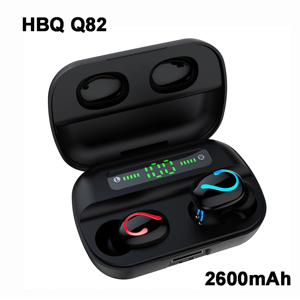 Q82 Wireless Bluetooth 5.0 Earphones with Mic LED Display Charging Case