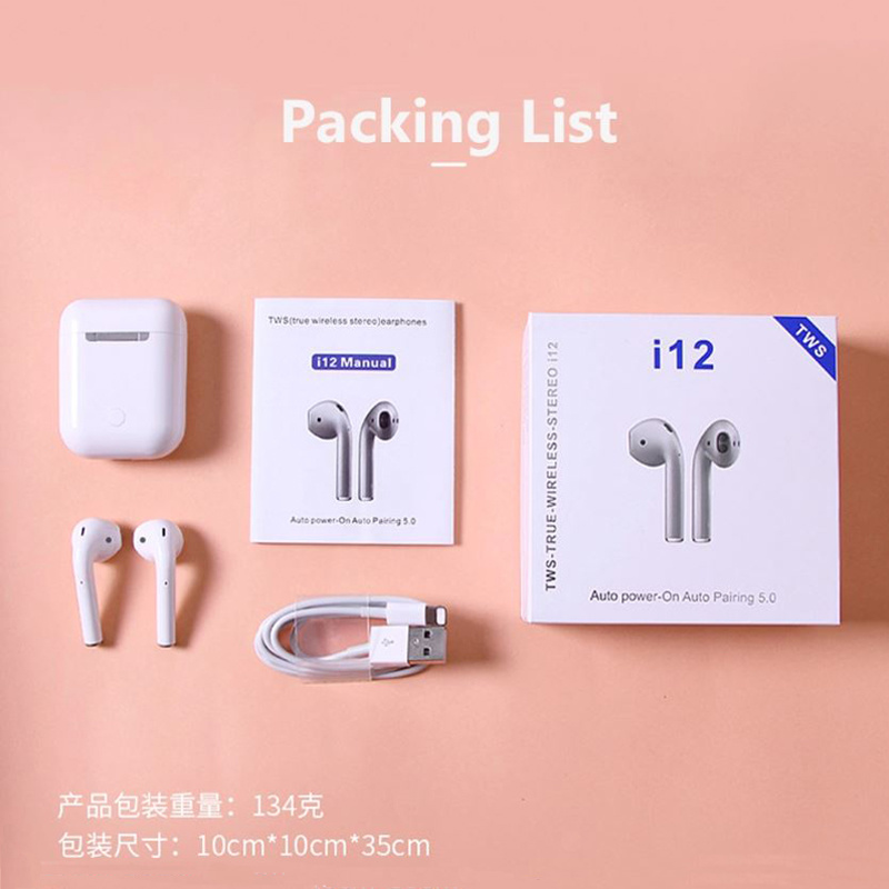 New Hot Selling Bluetooth Headphone Bt 5.0 Wireless Earphone I12 Tws Microphone