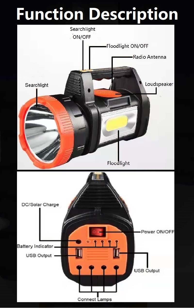LED Bulbs FM Radio Speaker Solar Home Lighting System