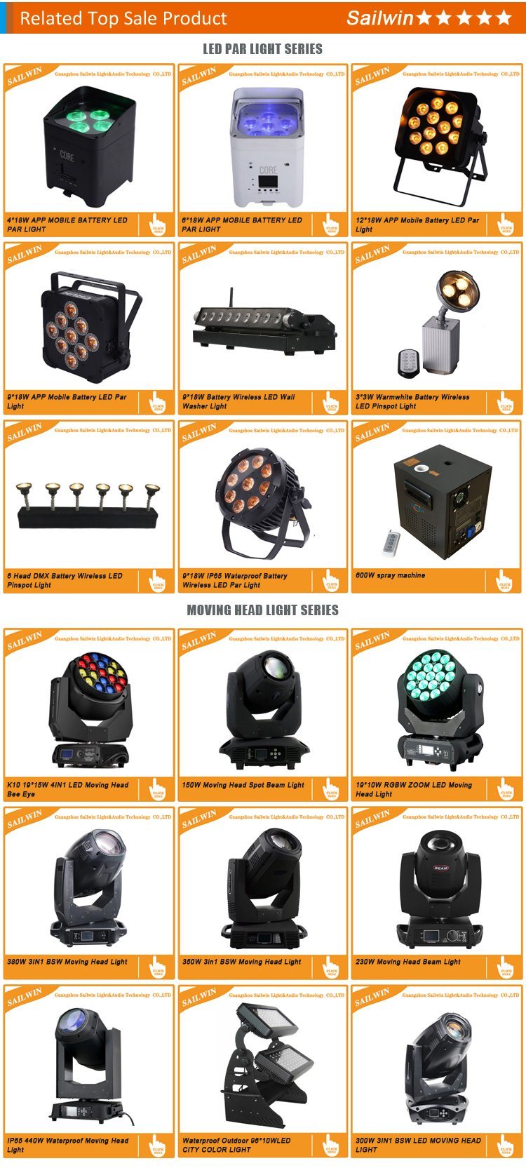 China Stage Light Supplier 9PCS*15W Battery LED PAR Light