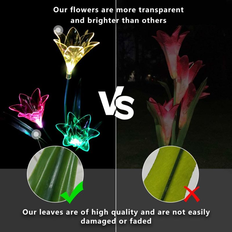 LED Solar Garden Lights Flower Lily Artificial Flower with Solar LED Light