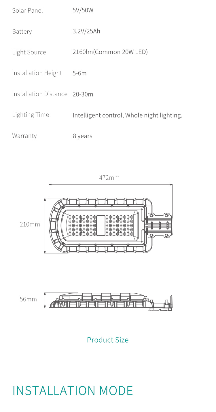 Factory Supply Good Quality 20W LED Light Solar Street Light