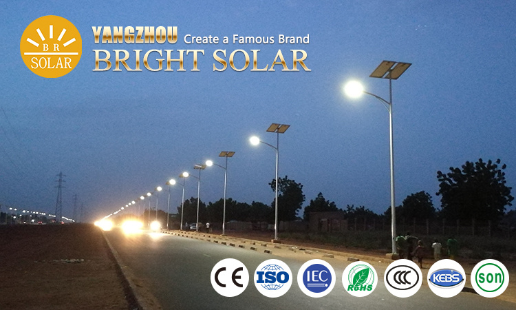 Double Source 40W+40W Solar LED Street Lights 10m Pole Height with Soncap