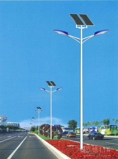 Double Lamps Solar Powered LED Street Lights with Pole for Road Path Garden Square