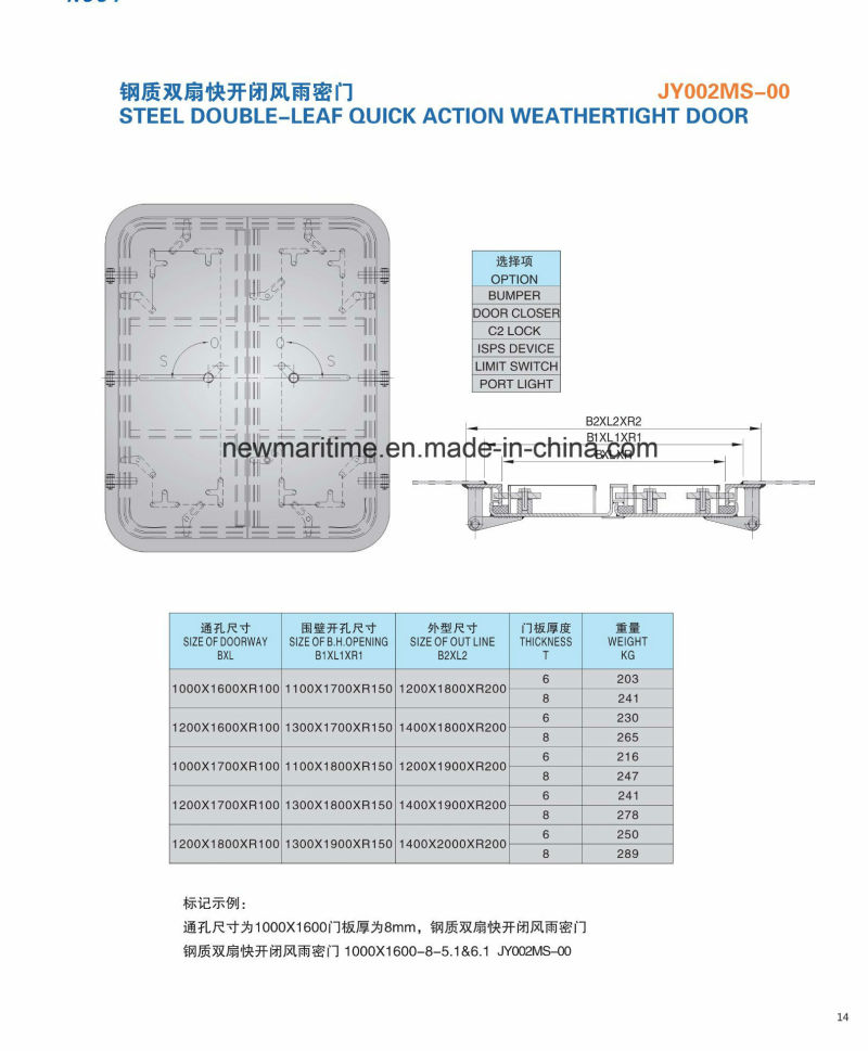 Single Leaf Steel Fireproof Door Ship Steel Watertight Doors