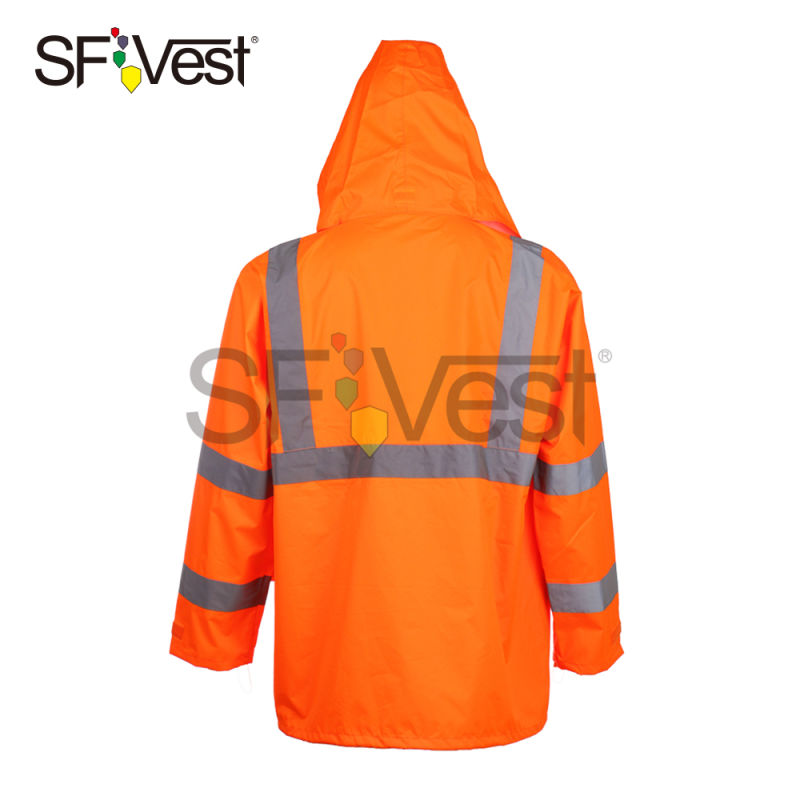 2020 China Wholesaler Waterproof Hi Vis Reflective Safety Jacket Raincoat with PU Coating