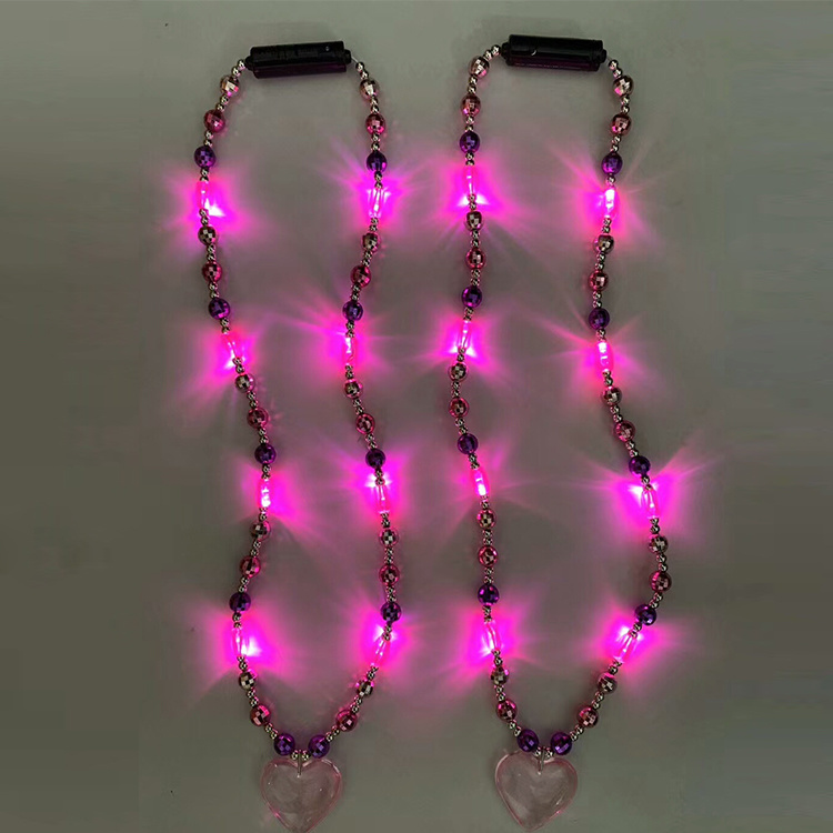 Party Favors Supplier Valentine Gift Flashing Beads LED Light Necklace