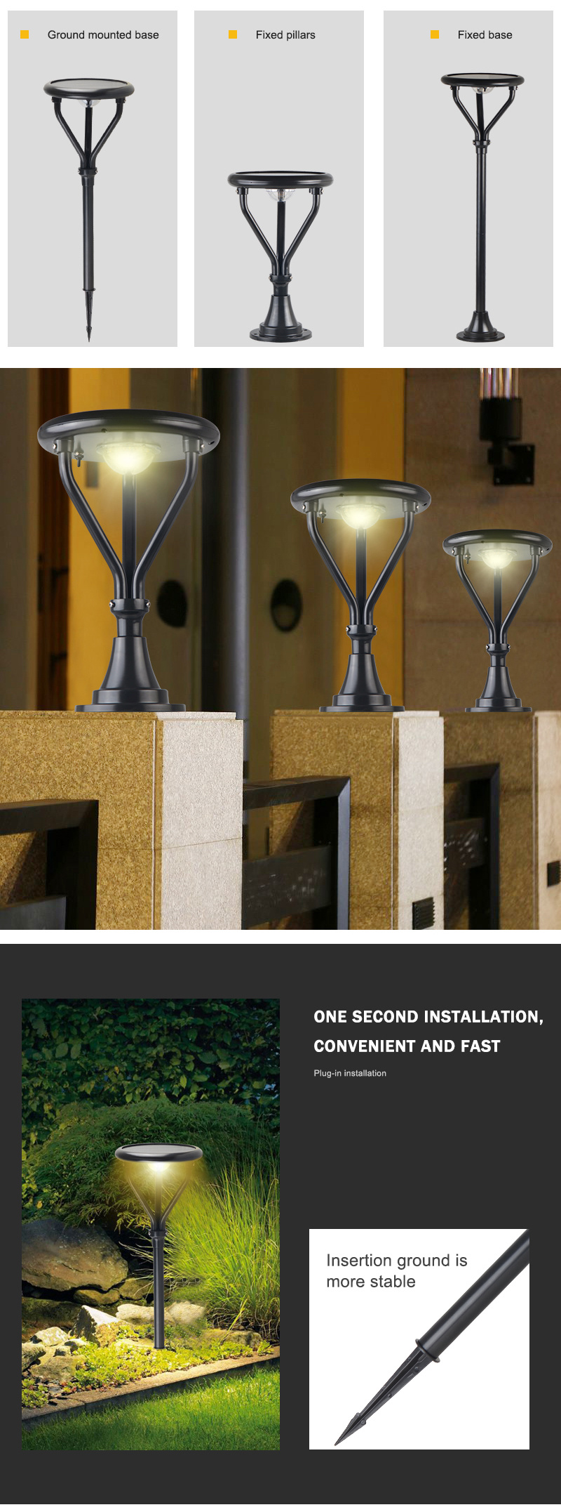Solar LED Lawn Lights 5W Lawn Flood Lights 160lm/W Solar Grass Lights