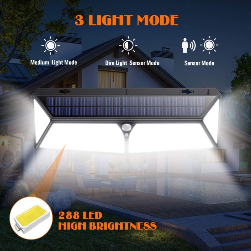 Solar LED Garden Light Brightest 288 LED Waterproof Solar Panel Wall Lights