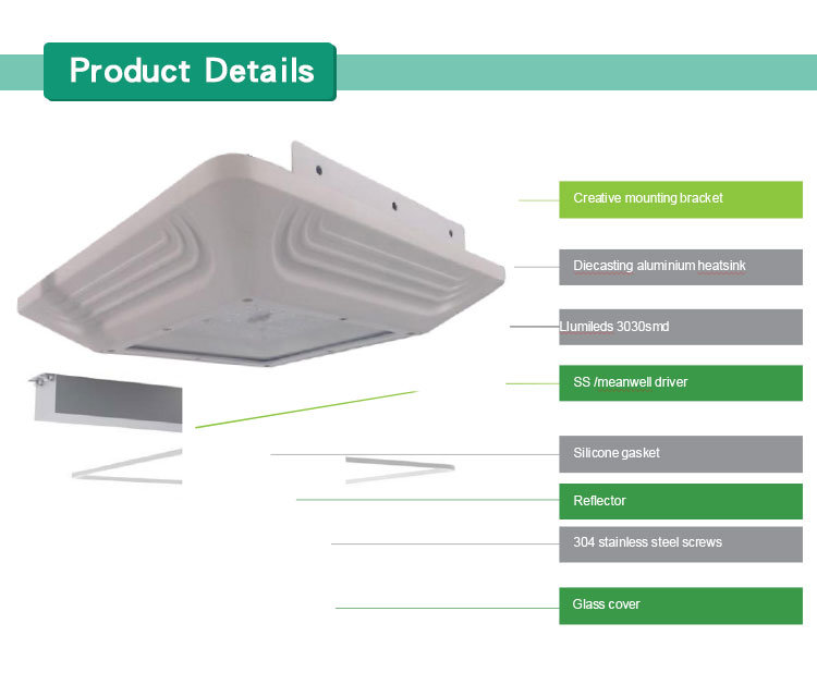 LED Gas Station Canopy LED Light 50W LED Gas Station Light
