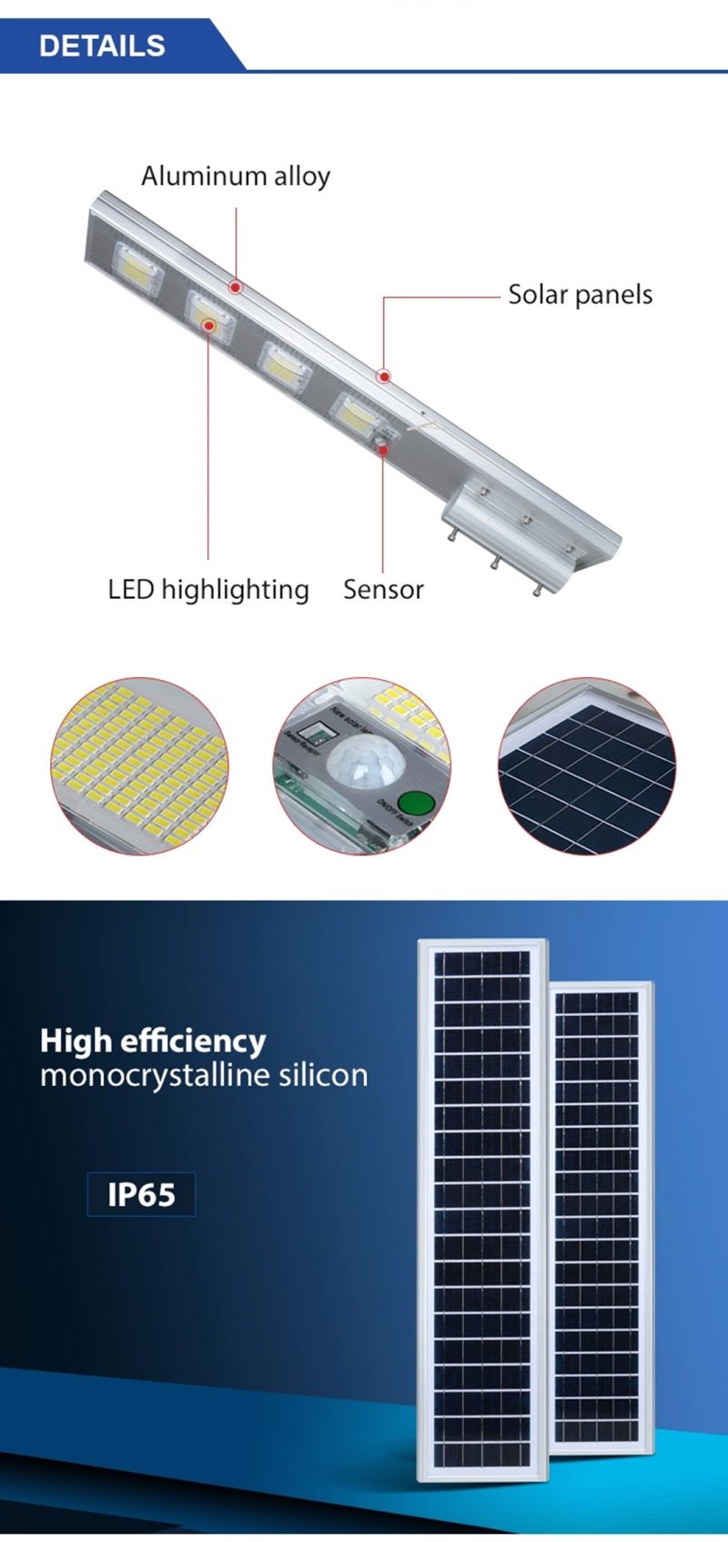 Chinese Manufacturers Energy Saving Integrated Solar Street Light Outdoor Garden Street Lamp
