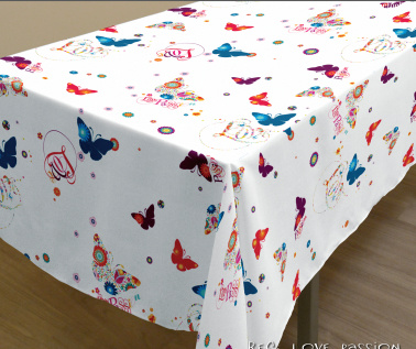 Square Shape PVC White Film Printed Tablecloth for Home/Party