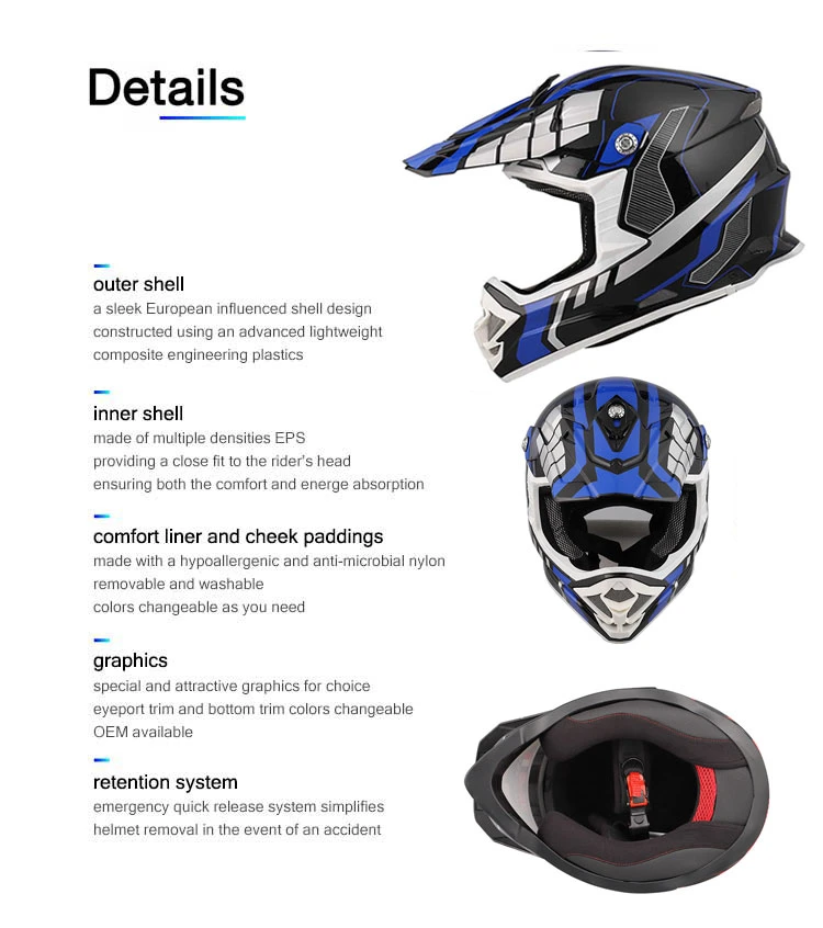 Motorcycle Mx Helmets ECE/DOT Approved Motocross Helmets