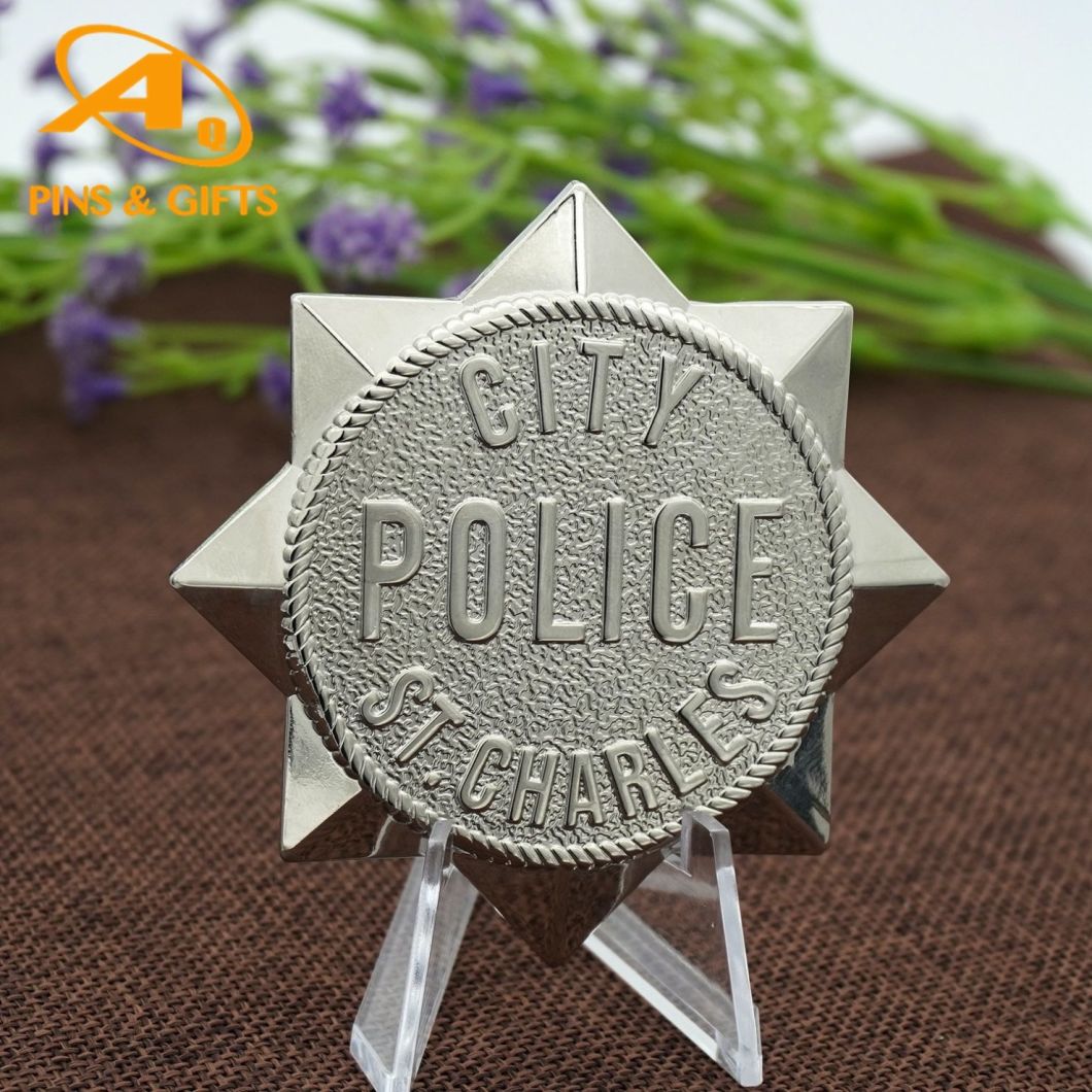 High Quality Custom Metal Gold Enamel Military Security Police Badges (402)