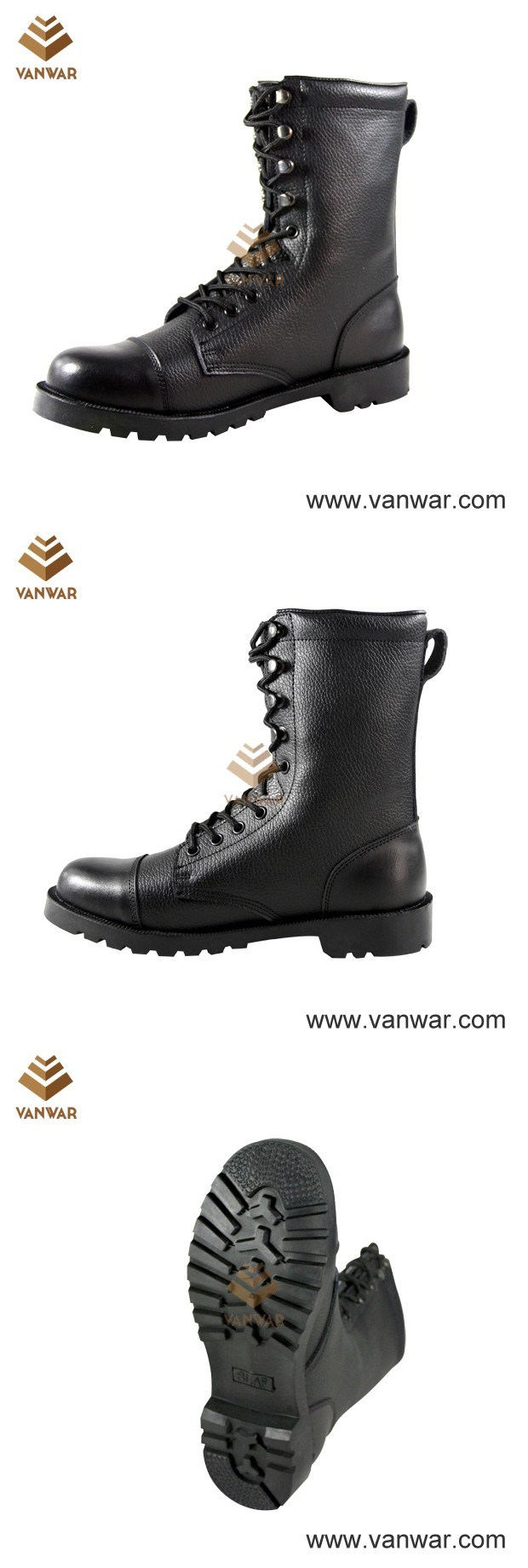 Full Leather Black Military Combat Boots for Army Soliders (WCB029)
