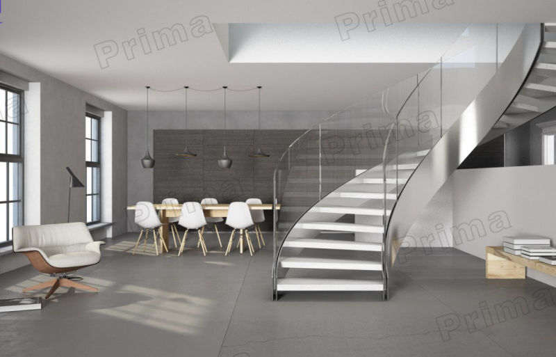Easy Install Glass Art Luxurious Indoor Curved Staircase