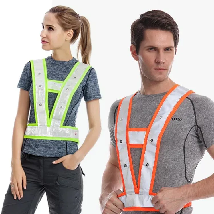 New Style Red Light Flashing Running Vest Hi Vis LED Reflective Safety Vest