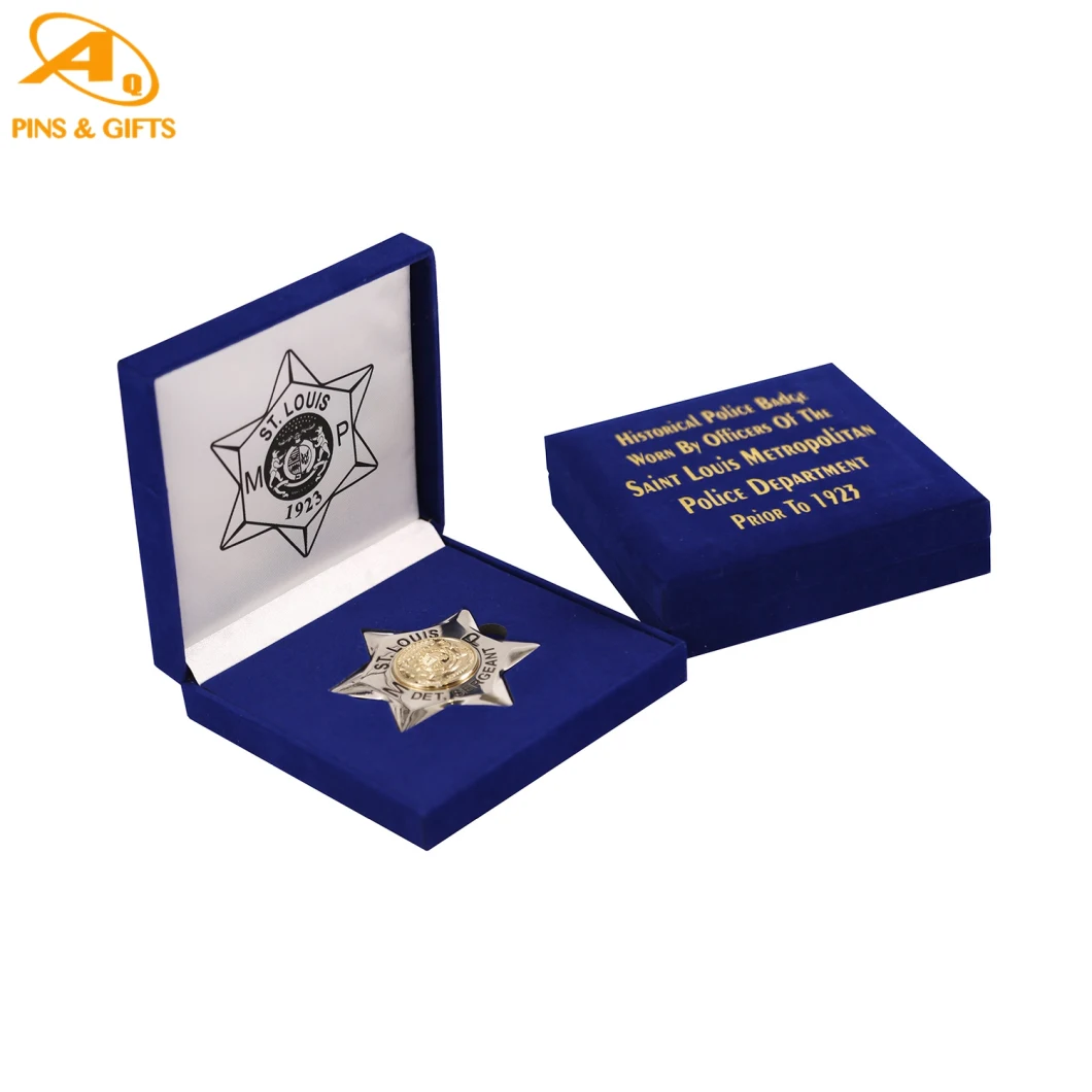 Promotional Gift Enamel Gold Military Pentagram Shape Craft Metal Custom Security Police Badges
