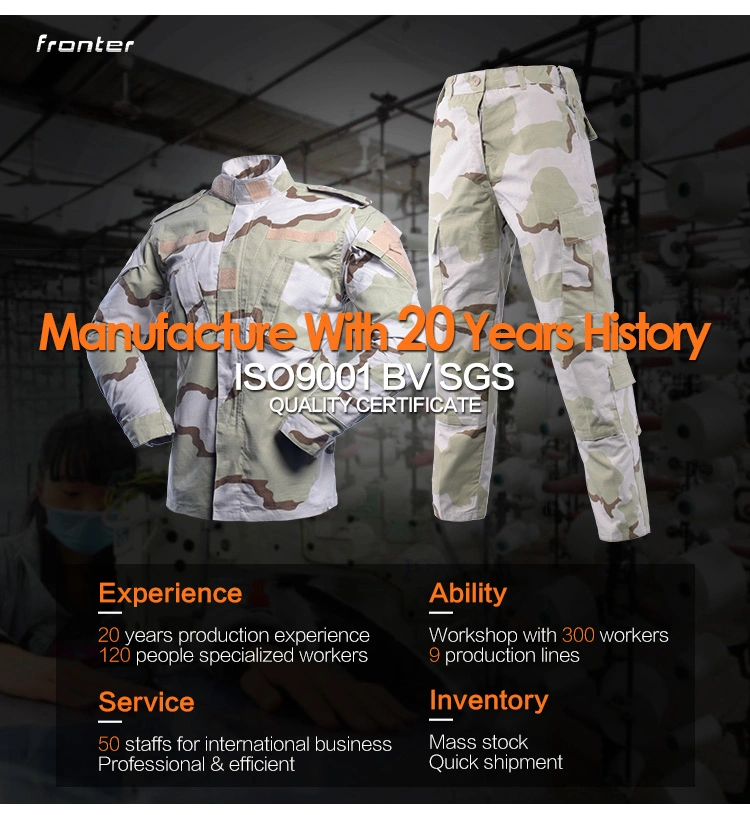 High Quality Used Security Uniforms Rip-Stop Military Uniform Tri-Color Desert Military Clothing