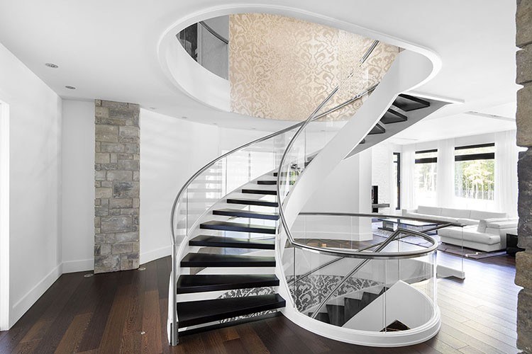 Easy Install Glass Art Luxurious Indoor Curved Staircase