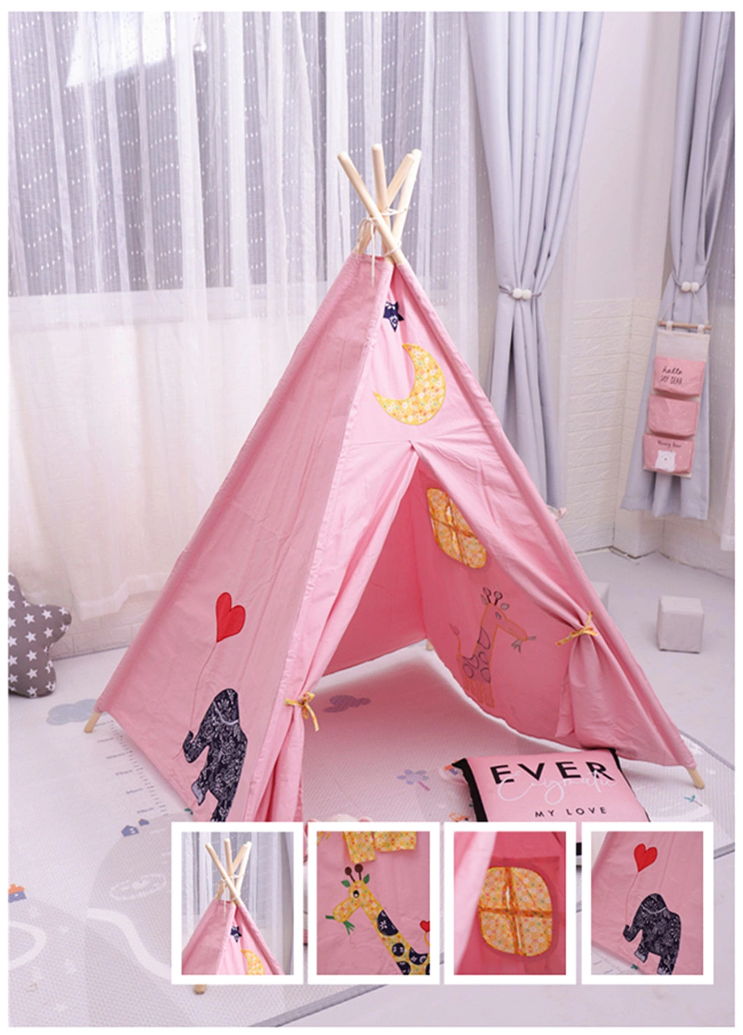Fabric Kid's Play Tent for Indoor & Outdoor Cotton Children Camping Tent with Window