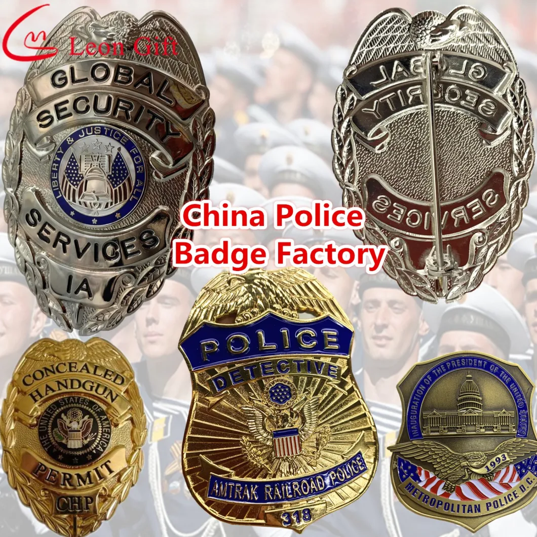 China Sedex BSCI Disney Certified Factory Custom Logo Metal Crafts Awards Badge Leather Belt Chain Security School Military Police Lapel Pin Badges