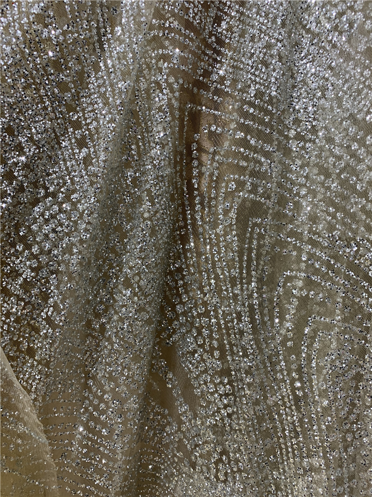 Polyester Sprinkle Gold Fabric Light-Proof Weft Knitting Bright Silver Knitted Fabric