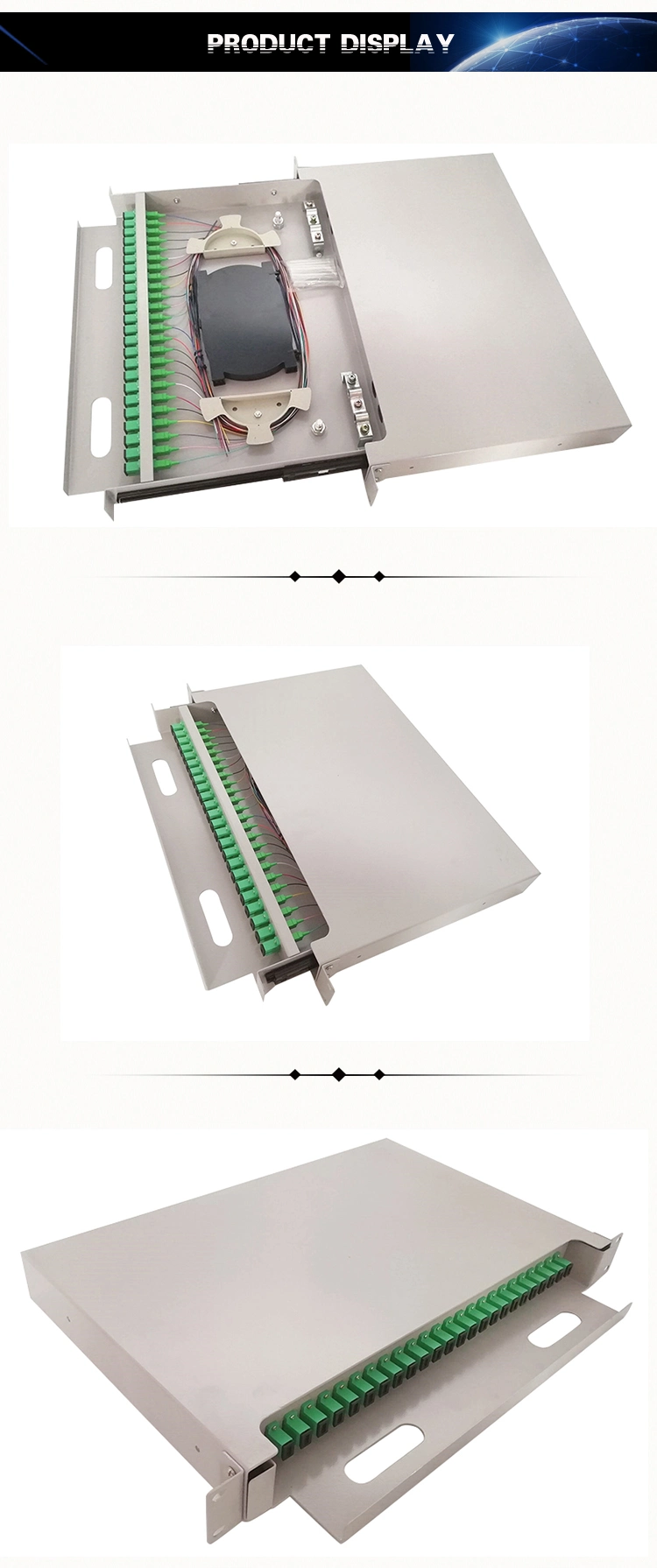 FTTH 12 24 48 Core Sc/FC/St/LC Drawer Type Splicing Fiber Optic Patch Panel/Termination Box
