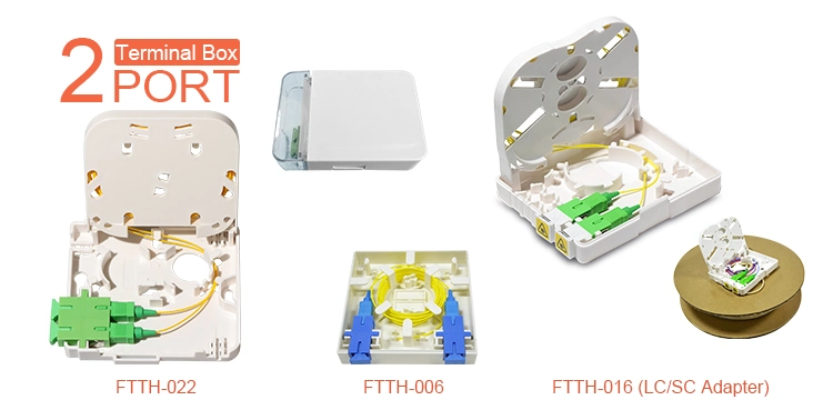 Indoor FTTH 2 Core Fiber Optic Distribution Box 2 Port Fiber Optic Terminal Box