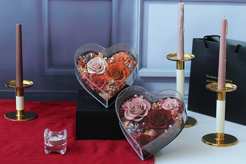 Fabrik Lieferant Valentinstag Geschenk Bewahrt Austinrosen Herz Box Stabilisiert Blumen
