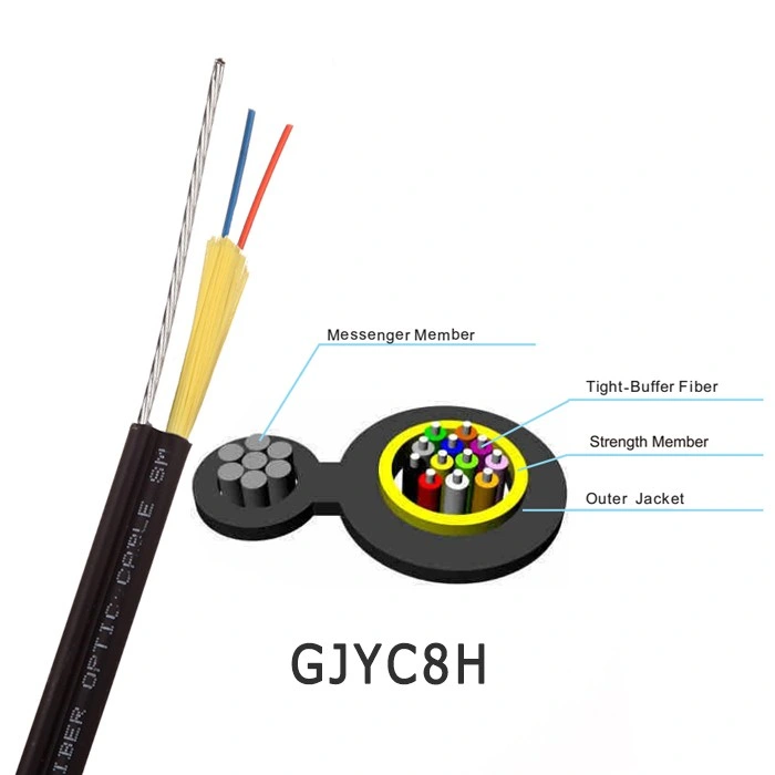 Round FTTH Drop Cable Figure 8 Self Supported Single Core Single Mode Fiber Optic Cable Manufacturers
