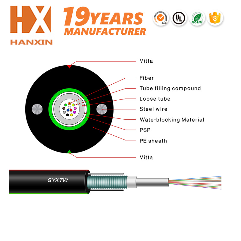 ADSS GYXTW 12 /24 Core Fiber Optic Riser Cable Meter Price, 4/6 Core Fiber Optic Cable Price