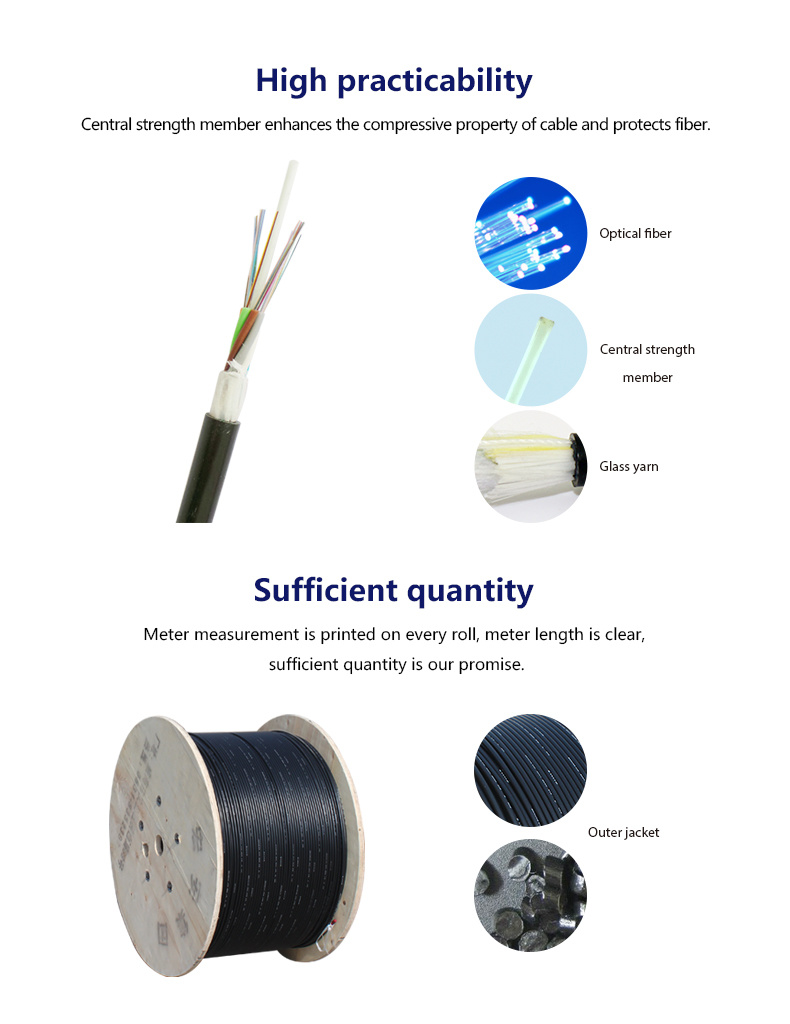 2/4/12/24/36/72/120/144 Core Gyfy FRP Non-Armoured Fiber Cable