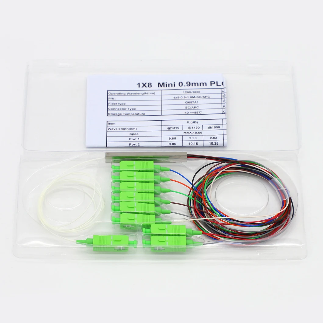 Factory Price 1X8 PLC Splitter 0.9mm Mini Fiber Optic Splitter