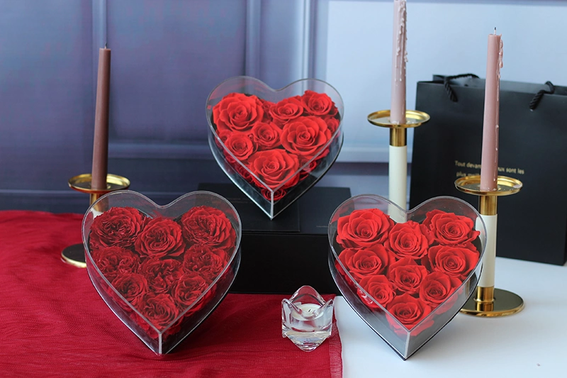 Fabrik Lieferant Valentinstag Geschenk Bewahrt Austinrosen Herz Box Stabilisiert Blumen