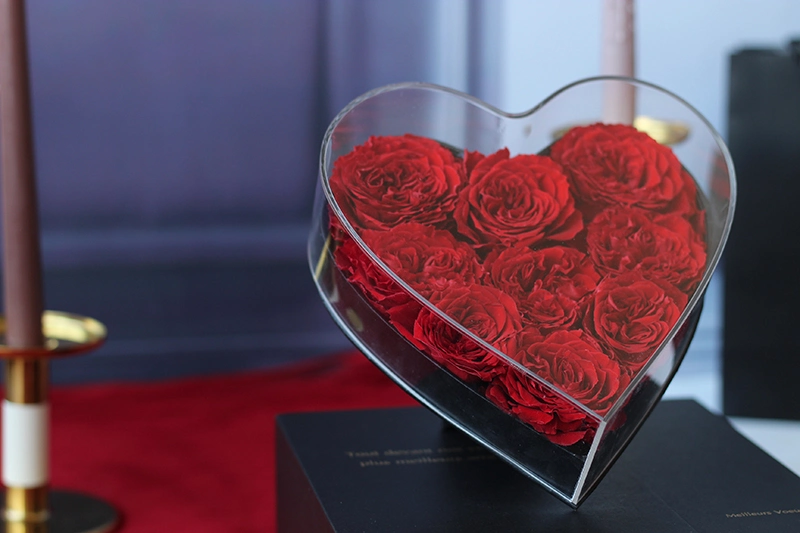 Fabrik Lieferant Valentinstag Geschenk Bewahrt Austinrosen Herz Box Stabilisiert Blumen