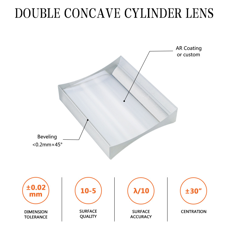 Optical Glass Biconcave Double Concave Cylindrical Lens