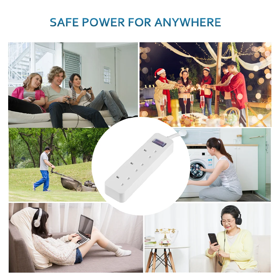 Extension Lead Power Supply Waterproof UK Overload Protection Extension Socket